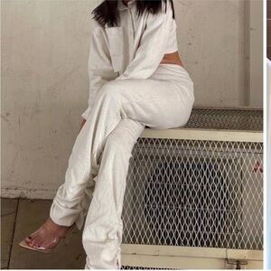 Danielle Guizio Off-White Corduroy‎ Ruched Leggings Pants Medium